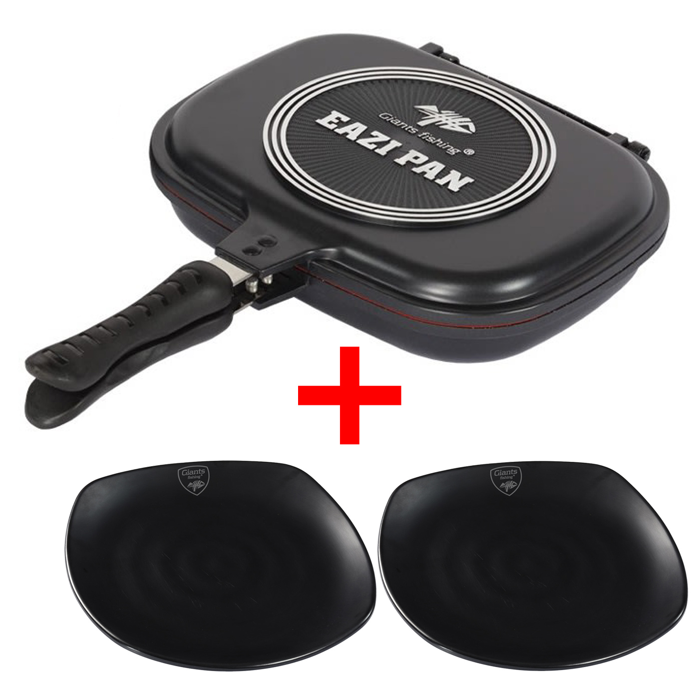 Giants fishing Akční set Pánev na vaření Eazi Medium + 2x Talíř Plate Black Large!