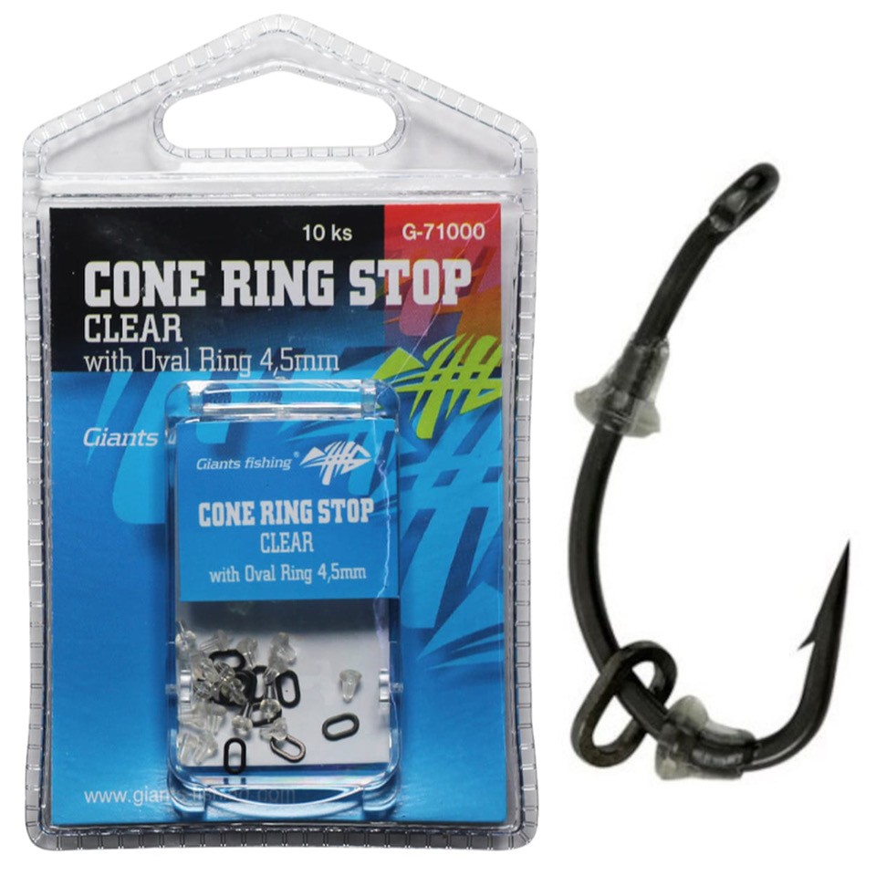 Horog stopper + karika Cone Ring Stop Clear with Oval Ring 4,5mm